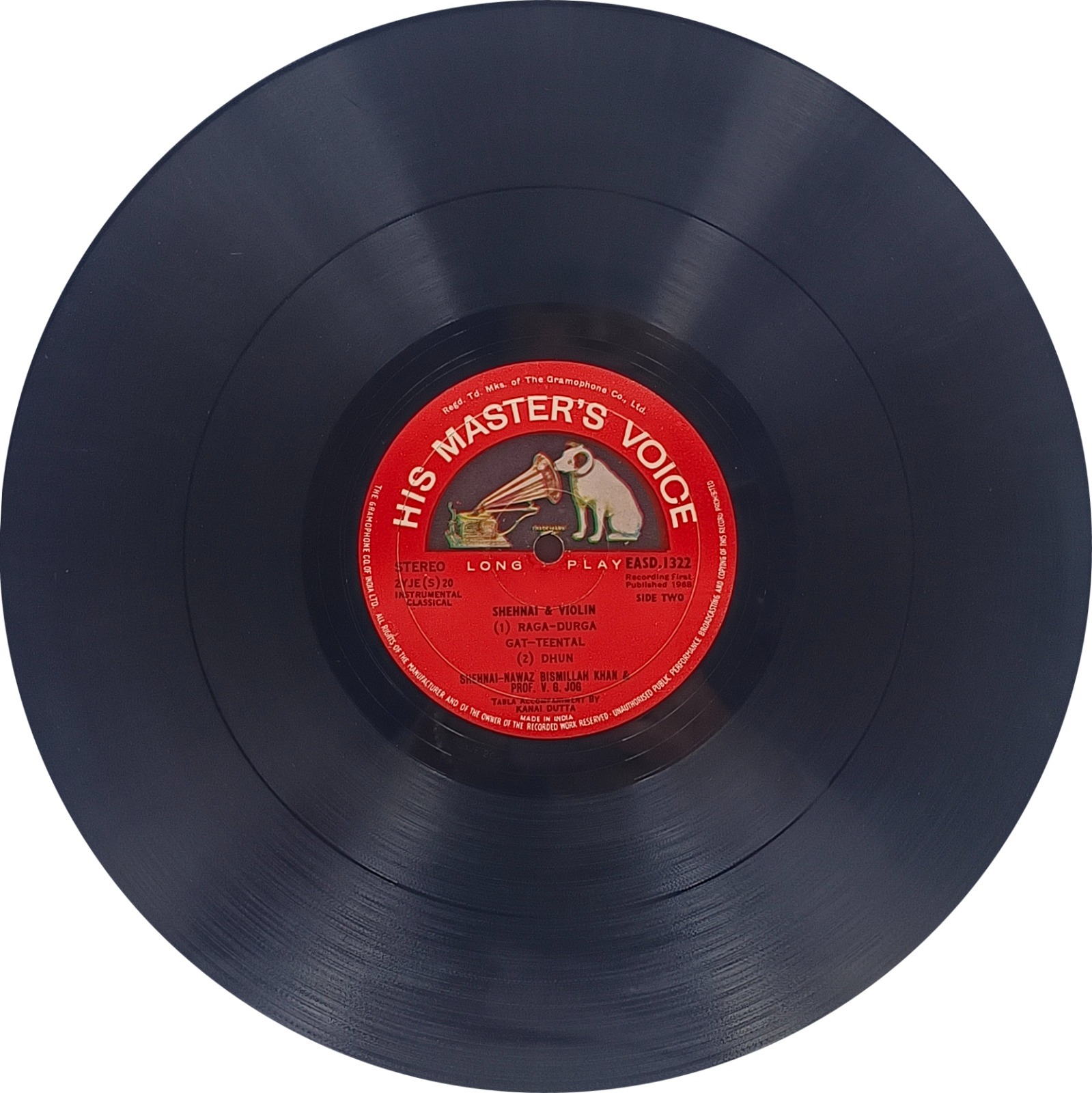 Bismillah Khan & V. G. Jog - EASD 1322 - (Condition 85-90%) - HMV Red Label - LP Indian Classical Instrumental Record Bismillah Khan & V. G. Jog - EASD 1322 - (Condition 85-90%) - HMV Red Label - LP Indian Classical Instrumental Record