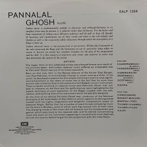 Pannalal Ghosh - Flute Recital - EALP 1354 – (Condition 80-85%) - Cover Reprinted - Indian Classical Instrumental LP Vinyl Record