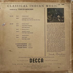 Yehudi Menuhin – Classical Indian Music - LXT 5600 - (Condition - 70-75%) - Indian Classical Instrumental LP Vinyl Record
