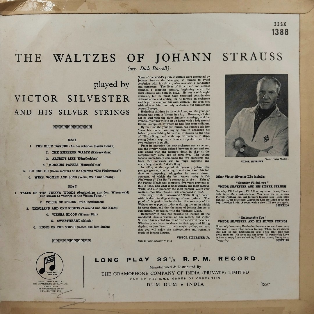 Waltzes Of Johann Strauss - 33SX 1388 - (Condition - 90-95%) - Western Classical LP Vinyl Record Waltzes Of Johann Strauss - 33SX 1388 - (Condition - 90-95%) - Western Classical LP Vinyl Record