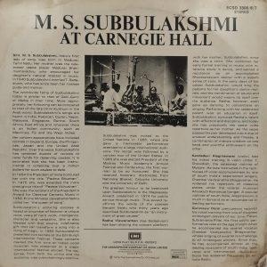 M. S. Subbulakshmi - At Carnegie Hall - ECSD 3305/6/7 - 3LP Set - Indian Classical Instrumental LP Vinyl Record