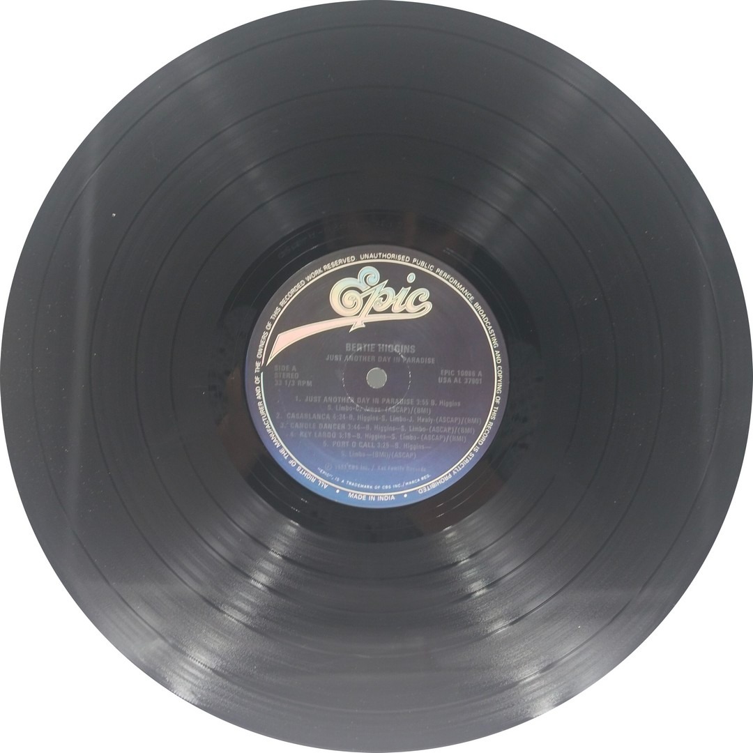 Bertie Higgins - Just Another Day In Paradise - EPIC 10086 - (Condition 85-90%) - English LP Vinyl Record Bertie Higgins - Just Another Day In Paradise - EPIC 10086 - (Condition 85-90%) - English LP Vinyl Record