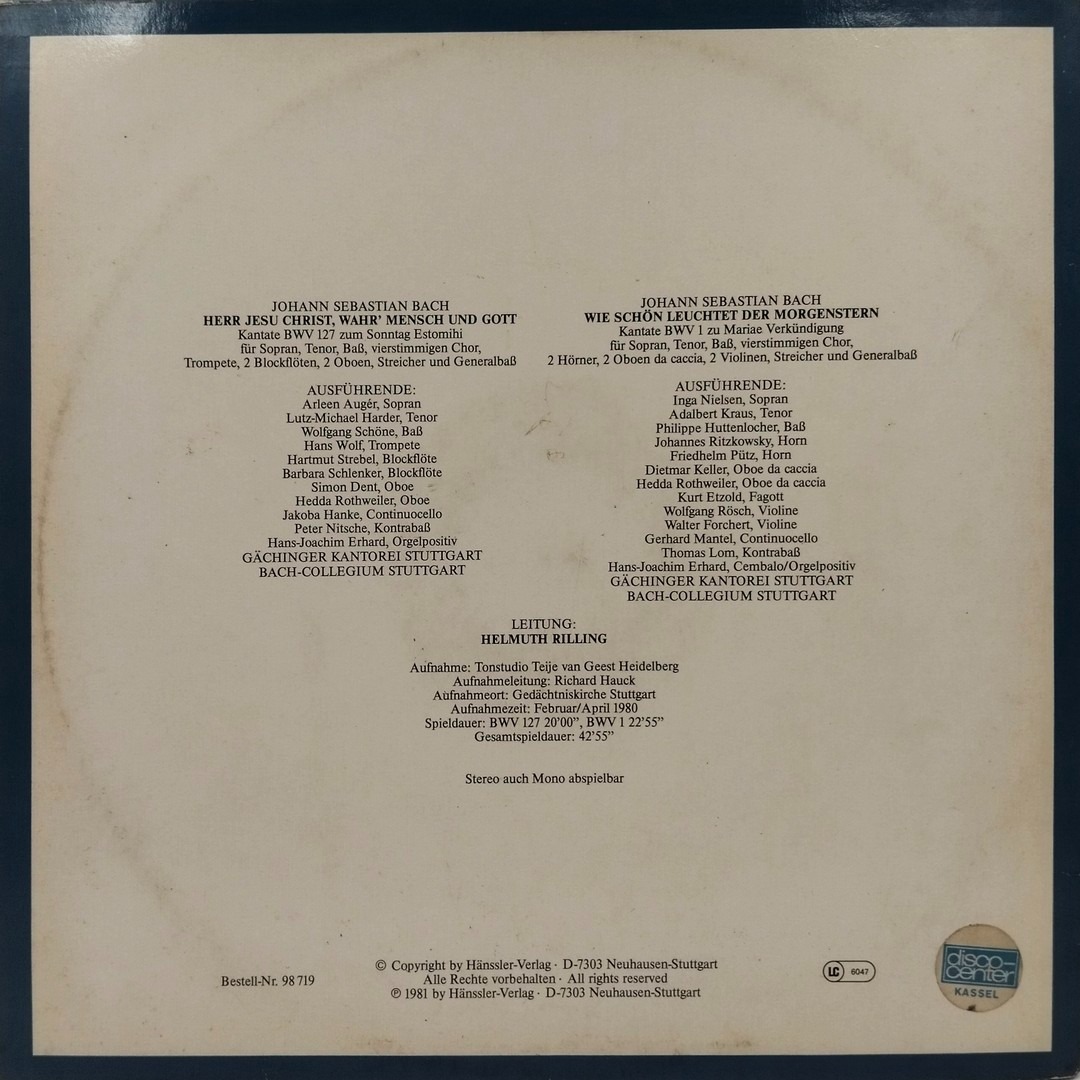 Die Bach Kantate - BWV 127, BWV 1 - 98719 - Western Classical LP Vinyl Record Die Bach Kantate - BWV 127, BWV 1 - 98719 - Western Classical LP Vinyl Record