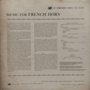 Angelicum Orchestra - Music for the French Horn - FCS 50037 - Western Classical LP Vinyl Record