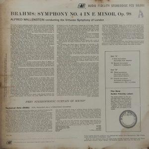Brahms - Symphony No. 4 in E Minor op. 98 - FCS 50001 - Western Classical LP Vinyl Record