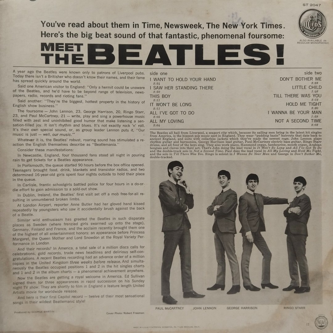 Meet The Beatles- ST 2047 - English LP Vinyl Record Meet The Beatles- ST 2047 - English LP Vinyl Record