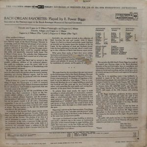 Bach Organ Favorites - MS 6261 - Western Classical LP Vinyl Record