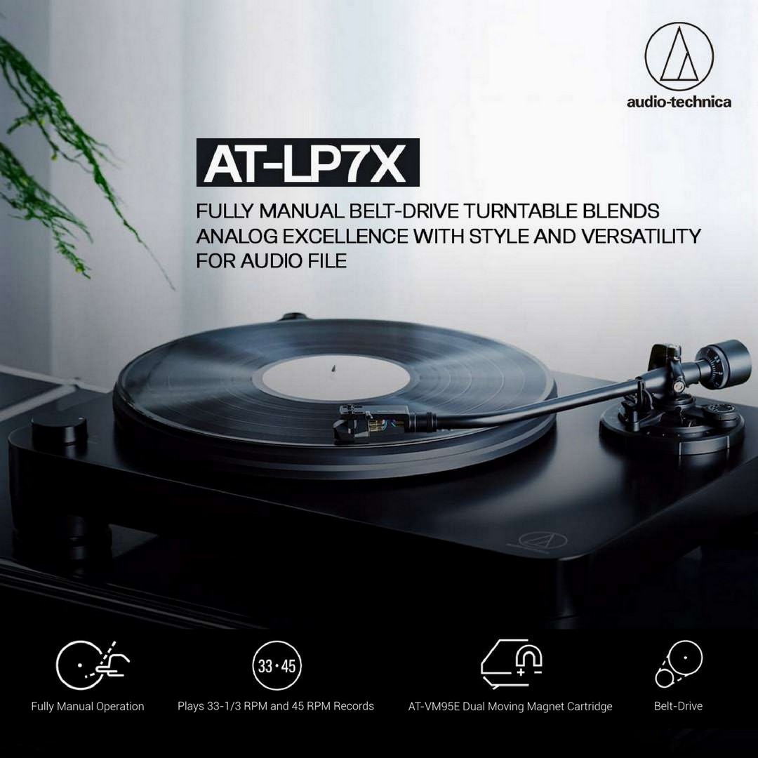 Audio-Technica AT-LP7X Fully Manual Belt-Drive Turntable with AT-VM95E Cartridge | Premium Hi-Fi Vinyl Player Audio-Technica AT-LP7X Fully Manual Belt-Drive Turntable with AT-VM95E Cartridge | Premium Hi-Fi Vinyl Player