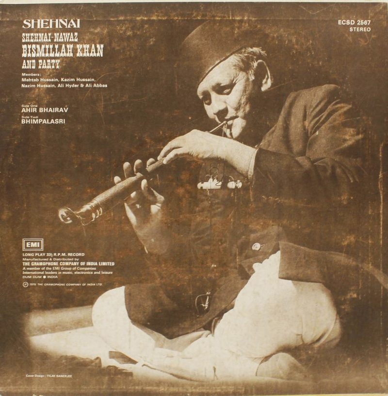 Bismillah Khan & Party - ECSD 2567 - (Condition 90-95%) - Indian Classical Instrumental LP Vinyl Record Bismillah Khan & Party - ECSD 2567 - (Condition 90-95%) - Indian Classical Instrumental LP Vinyl Record