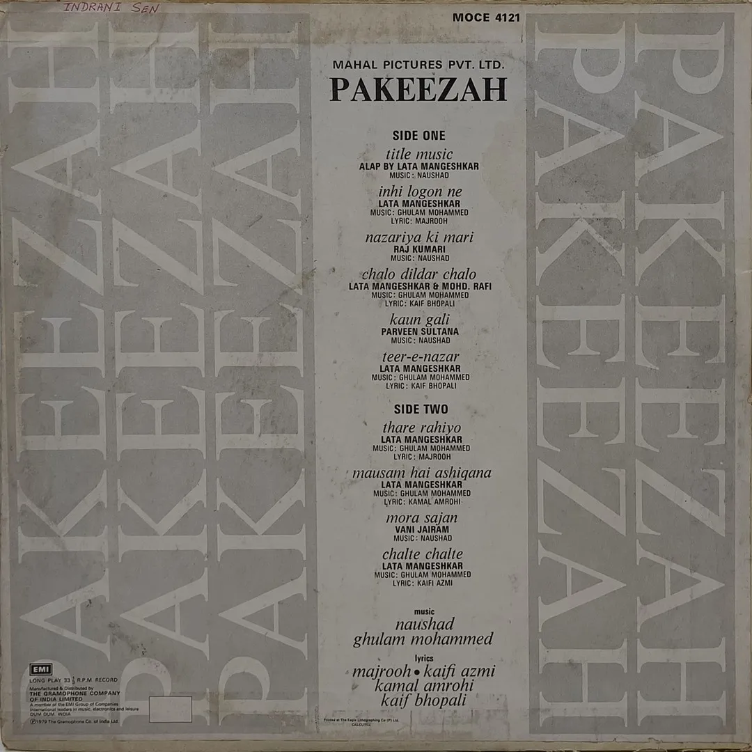 Pakeezah - MOCE 4121 - (Condition 80-85%) - Odeon First Pressing - Bollywood LP Vinyl Record Pakeezah - MOCE 4121 - (Condition 80-85%) - Odeon First Pressing - Bollywood LP Vinyl Record