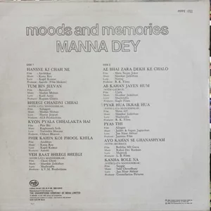 Manna Dey Moods And Memories - MFPE 1022 - Film Hits LP Vinyl Record
