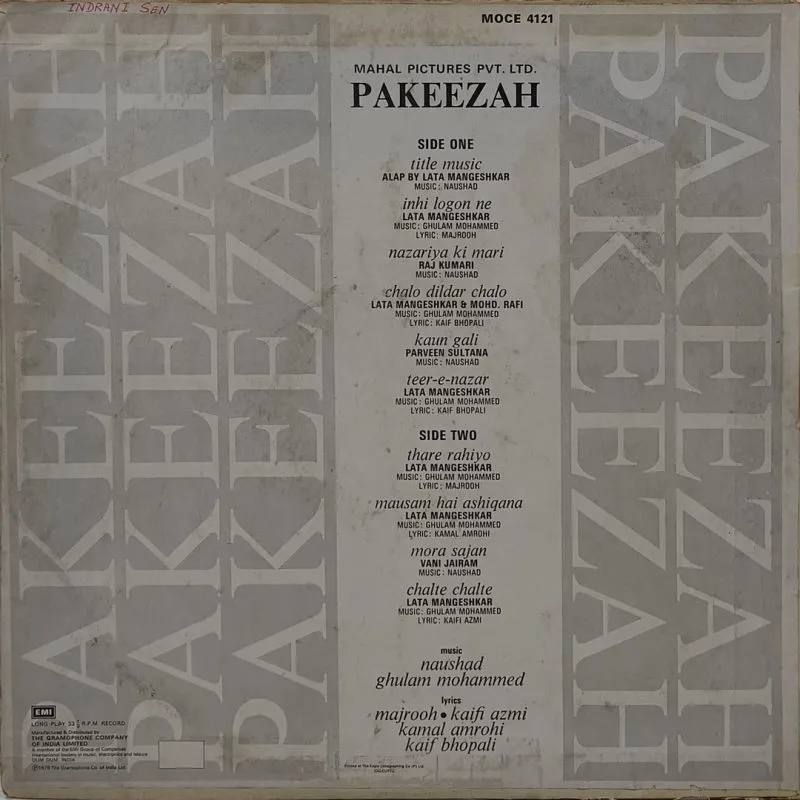 Pakeezah - MOCE 4121 - (Condition 85-90%) - Bollywood LP Vinyl Record Pakeezah - MOCE 4121 - (Condition 85-90%) - Bollywood LP Vinyl Record
