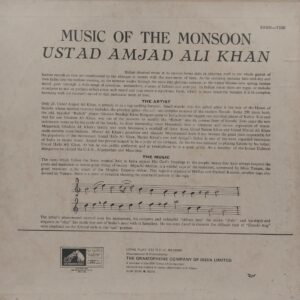 Amjad Ali Khan - Music of The Mansoon - EASD 1330 - (90-95%) - Indian Classical Instrumental LP Vinyl Record