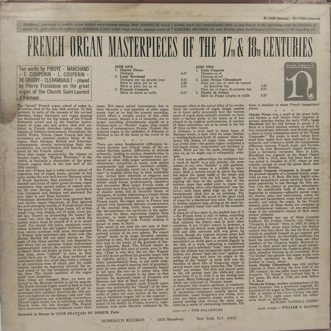 Pierre Froidebise – French Organ Masterpieces - H-71020 - Western Classical LP Vinyl Record Pierre Froidebise – French Organ Masterpieces - H-71020 - Western Classical LP Vinyl Record