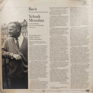 Yehudi Menuhin – The Four Suites for Orchestra - SIB-6085 - 2LP Set - CBF - Western Classical LP Vinyl Record