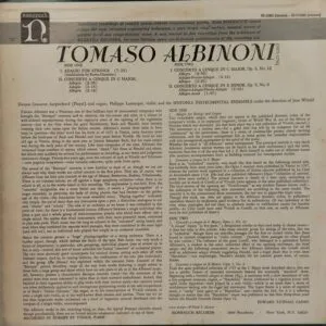 Tomaso Albinoni - H-71005 - Western Classical LP Vinyl Record