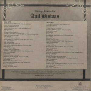 Anil Biswas - Vintage Favourites - PMLP 1111 - Film Hits LP Vinyl