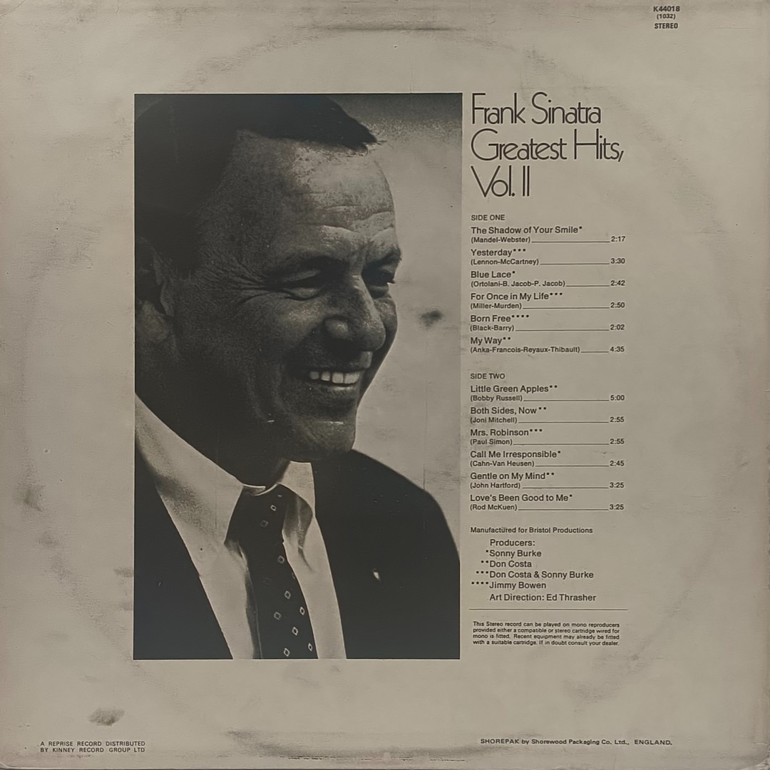 Frank Sinatra – Greatest Hits - Vol. II - K 44018 - (90-95%) - English LP Vinyl Record Frank Sinatra – Greatest Hits - Vol. II - K 44018 - (90-95%) - English LP Vinyl Record