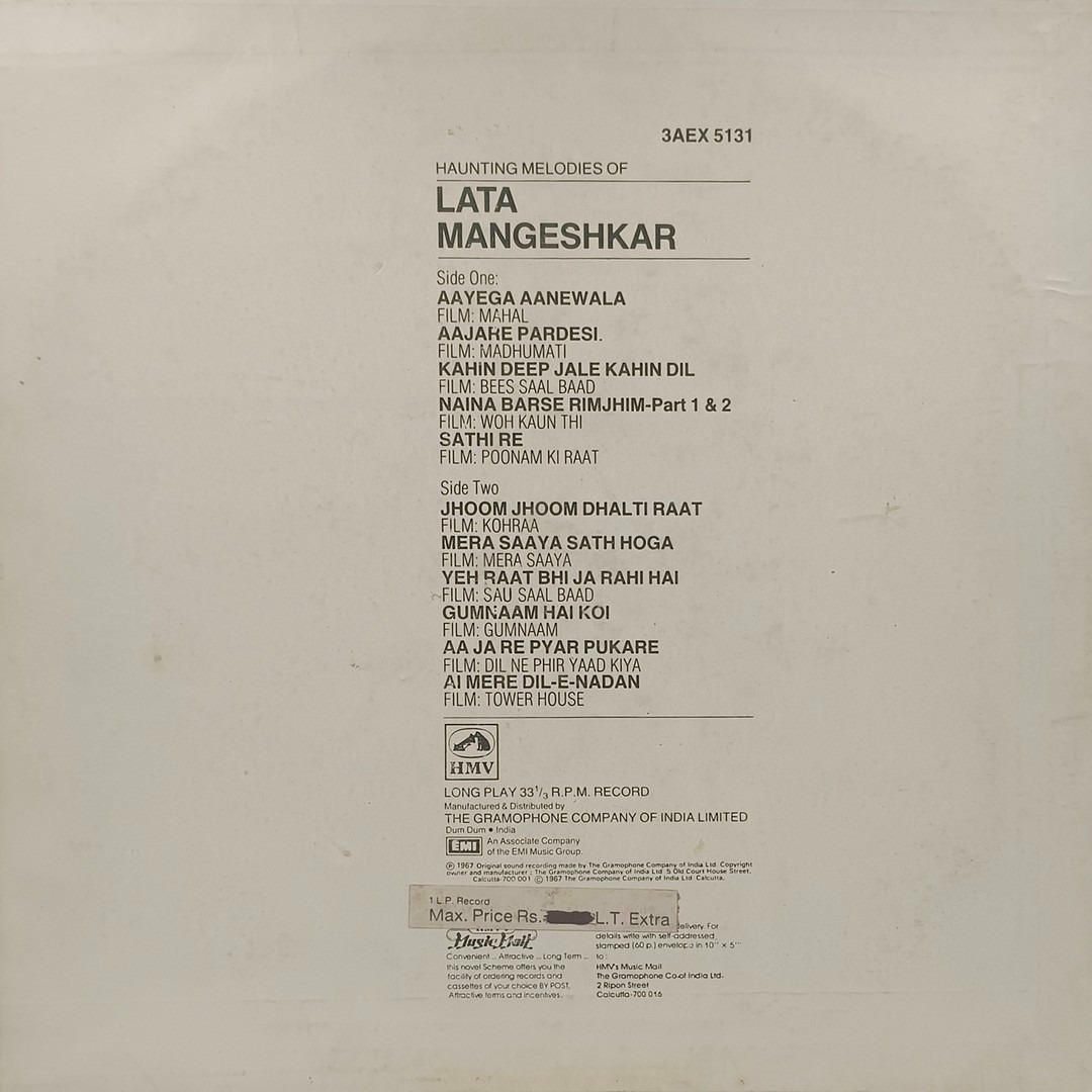 Lata Mangeshkar - Haunting Melodies - 3AEX 5131 - Film Hits LP Vinyl Record Lata Mangeshkar - Haunting Melodies - 3AEX 5131 - Film Hits LP Vinyl Record