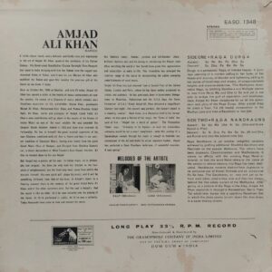 Amjad Ali Khan - EASD 1348 - HMV Red Label - (80-85%) - Indian Classical Instrumental LP Vinyl Record
