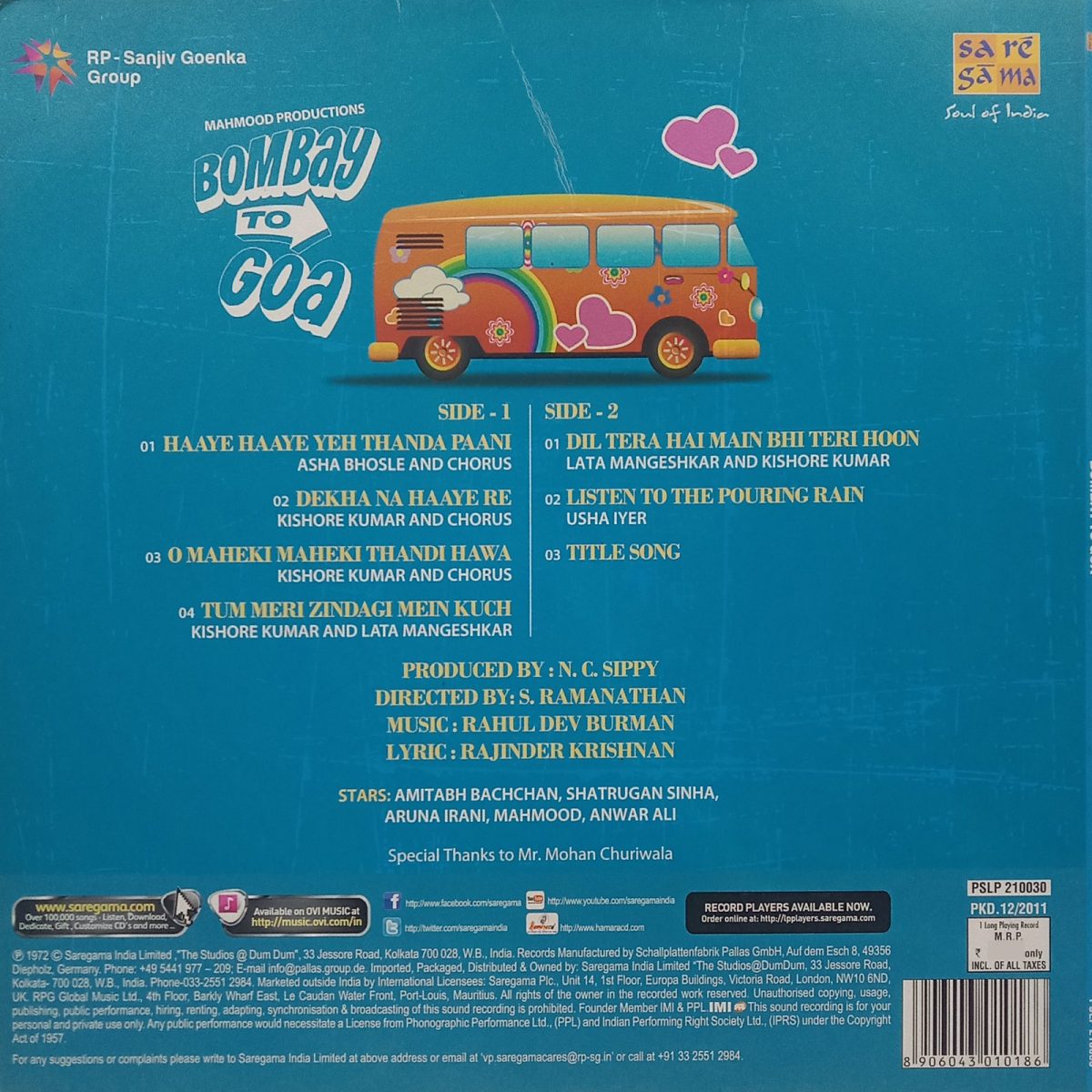 Bombay To Goa - PSLP 210030 - Cover Book Fold - New Release Hindi LP Vinyl Record Bombay To Goa - PSLP 210030 - Cover Book Fold - New Release Hindi LP Vinyl Record