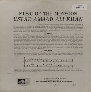 Amjad Ali Khan - Music of The Mansoon - EASD 1330 - HCL - Indian Classical Instrumental LP Vinyl Record