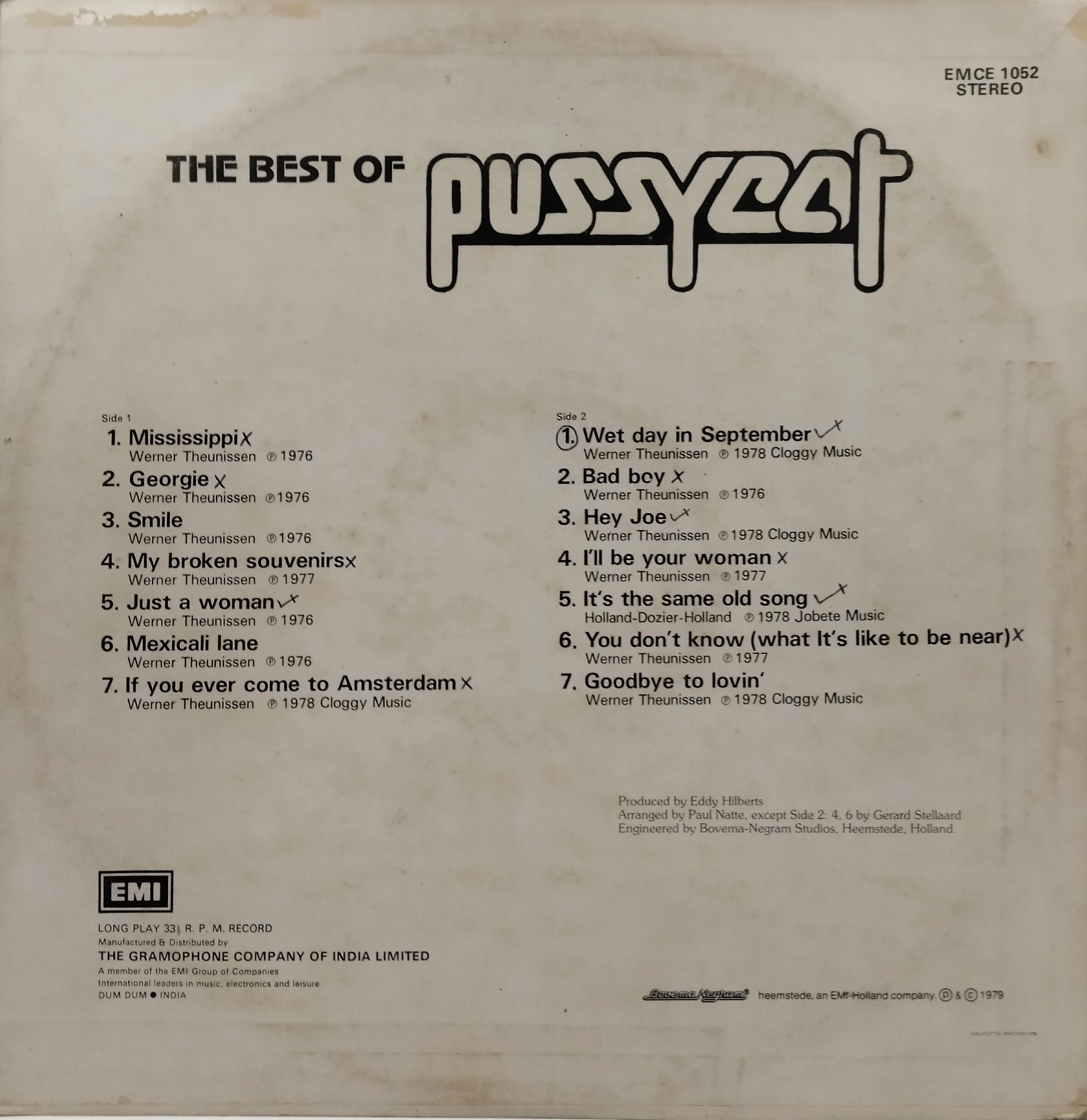 The Best of Pussycat - EMCE 1052 - English Songs LP Vinyl Record The Best of Pussycat - EMCE 1052 - English Songs LP Vinyl Record