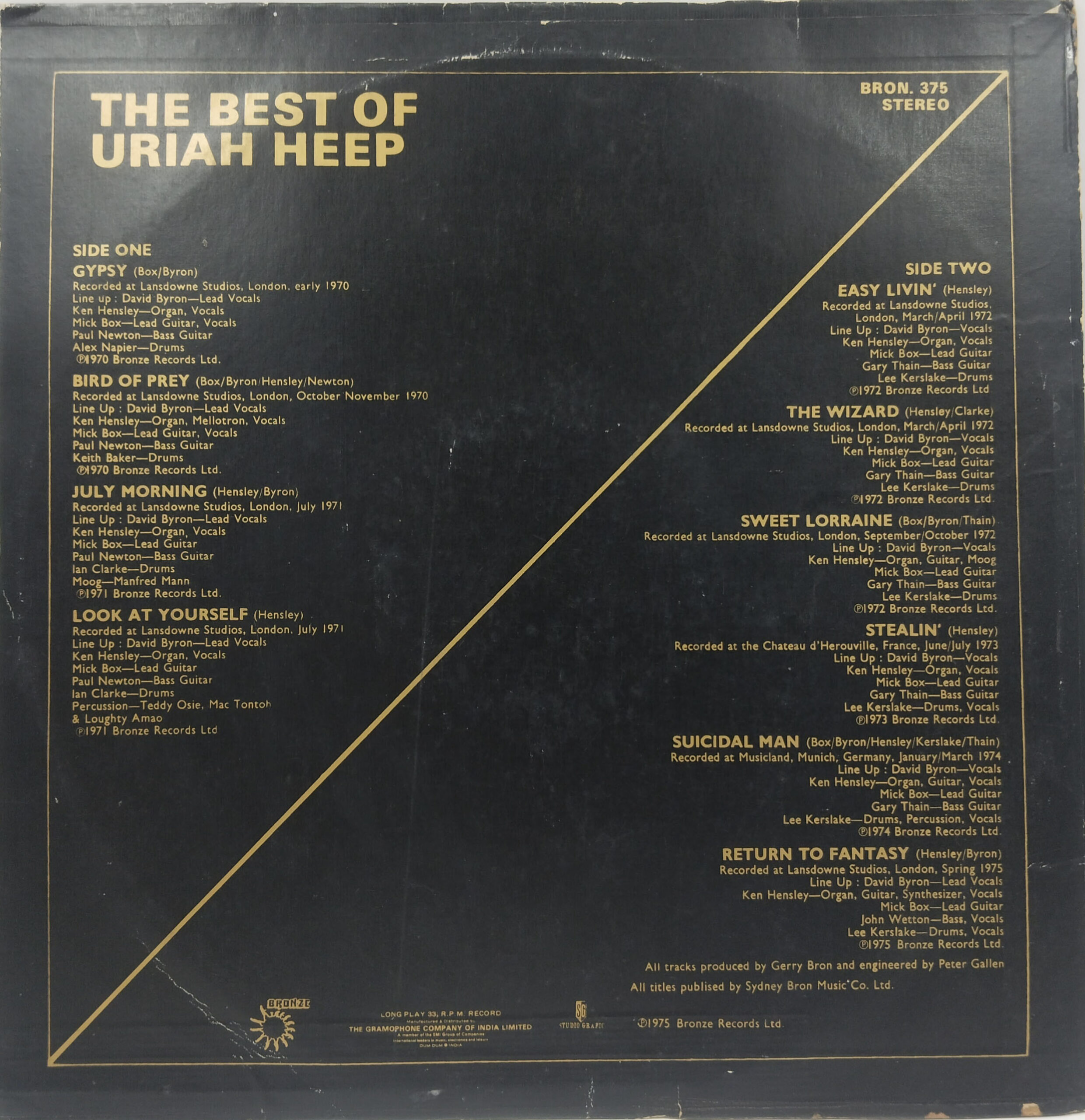 The Best of Uriah Heep - BRON 375 - (85-90%) - English LP Vinyl Record The Best of Uriah Heep - BRON 375 - (85-90%) - English LP Vinyl Record