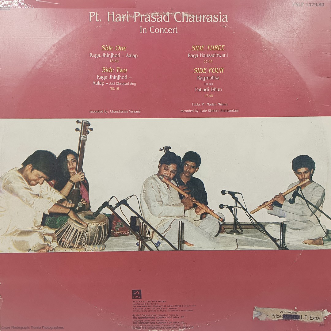 Hariprasad Chaurasia – In Concert - PSLP 1479/80 - (90-95%) - 2LP - Indian Classical Instrumental LP Vinyl Record Hariprasad Chaurasia – In Concert - PSLP 1479/80 - (90-95%) - 2LP - Indian Classical Instrumental LP Vinyl Record