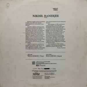 Nikhil Banerjee - EASD 1377 – Indian Classical Instrumental LP Vinyl Record