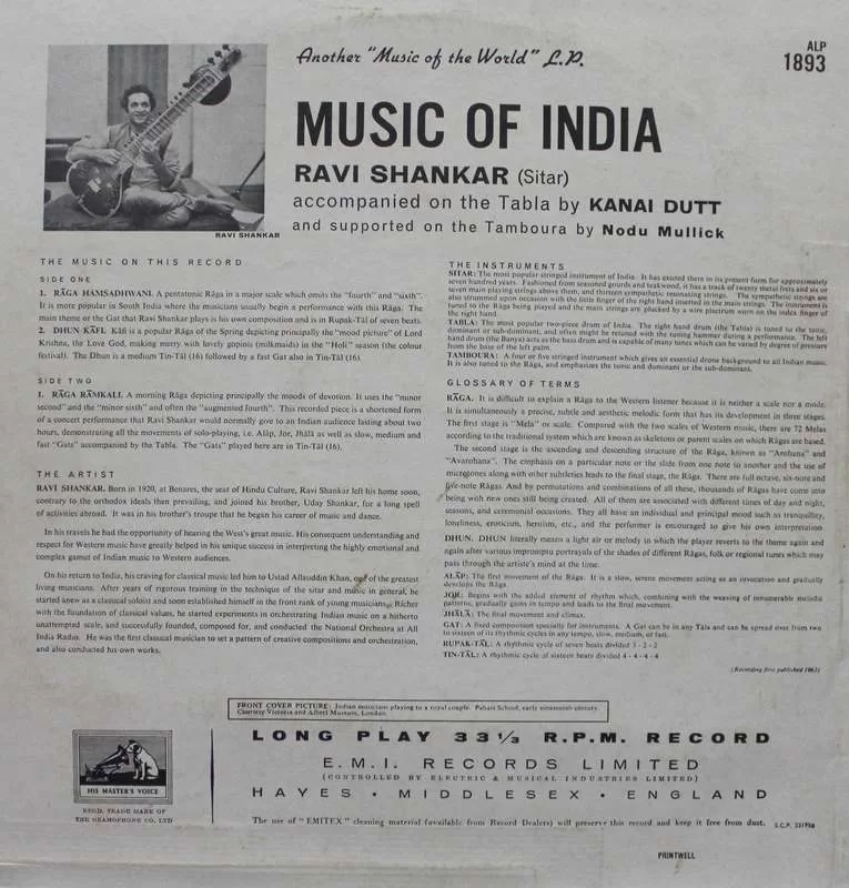 Ravi Shankar – ALP 1893 – (90-95%) - Indian Classical Instrumental LP Vinyl Record Ravi Shankar – ALP 1893 – (90-95%) - Indian Classical Instrumental LP Vinyl Record