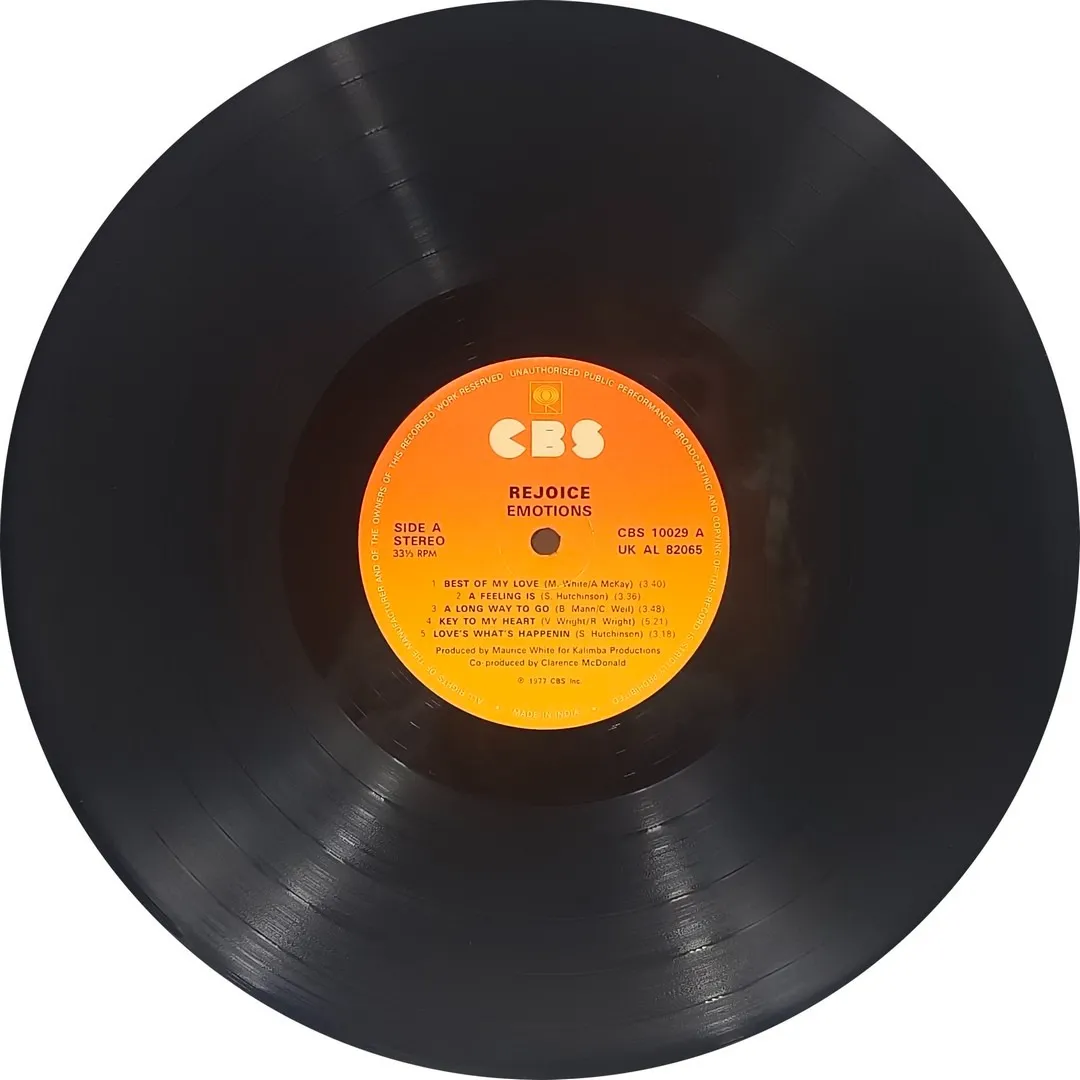 Emotions Rejoice Featuring (Best Of My Love) –CBS 10029 - CR – (90-95%) English LP Vinyl Record Emotions Rejoice Featuring (Best Of My Love) –CBS 10029 - CR – (90-95%) English LP Vinyl Record
