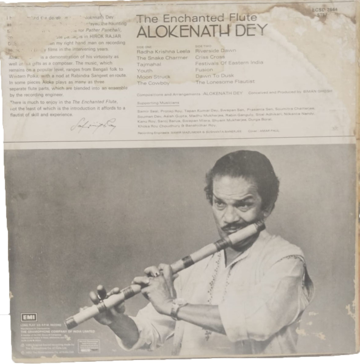 Alokenath Dey – The Enchanted Flute - ECSD 2644 - Indian Classical Instrumental LP Vinyl Record Alokenath Dey – The Enchanted Flute - ECSD 2644 - Indian Classical Instrumental LP Vinyl Record