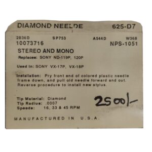 Diamond Needle – 625 D7 – Replacement Stylus Needle
