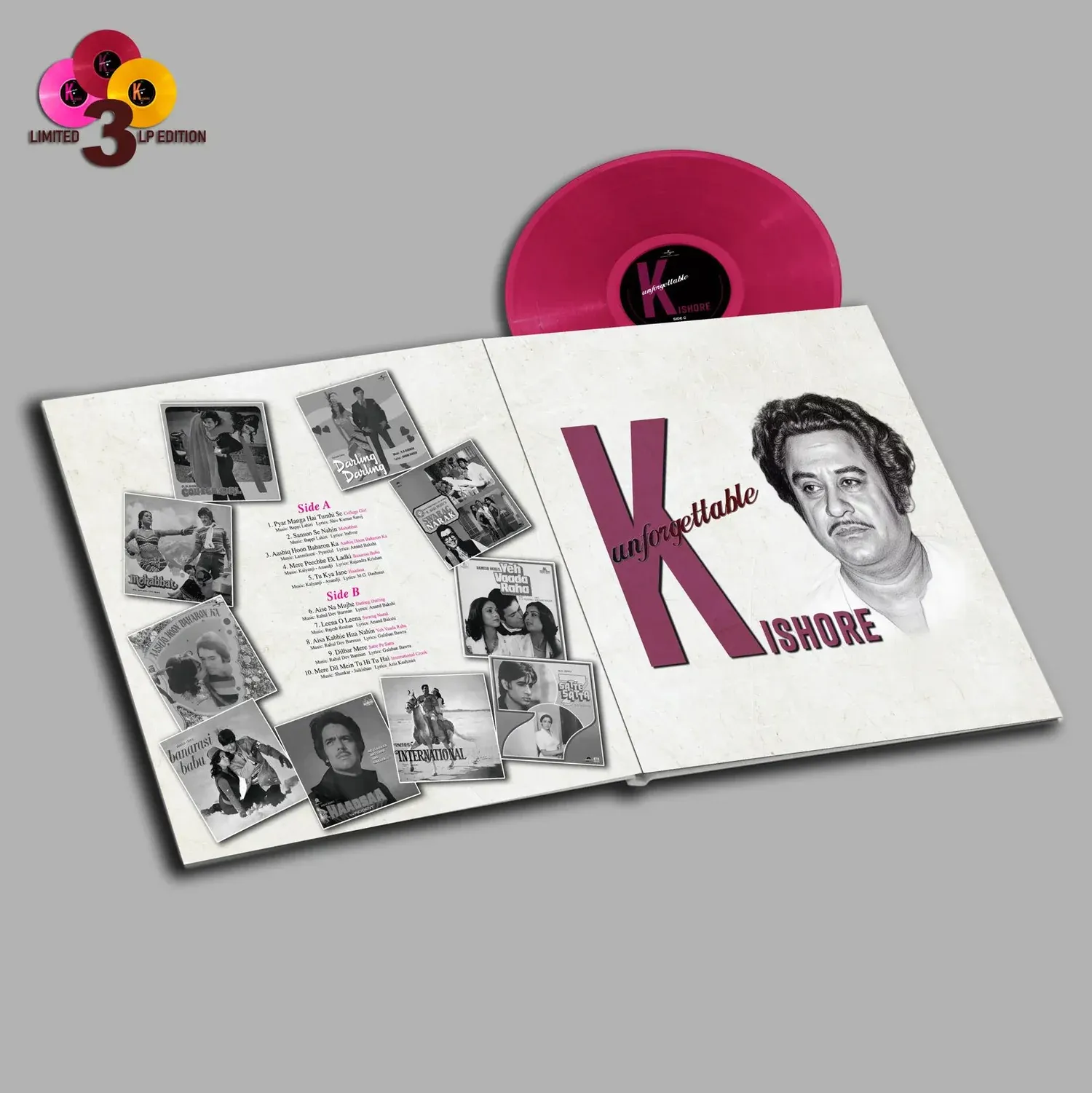 Kishore Kumar - Unforgettable - 199957533386 - Coloured Vinyl - New Release Hindi LP Record Kishore Kumar - Unforgettable - 199957533386 - Coloured Vinyl - New Release Hindi LP Record