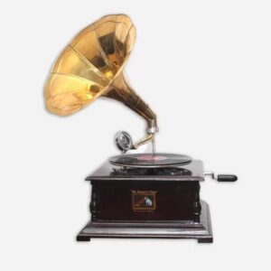 Vintage Replica 4 Corner Wooden Working Gramophone - GRM2 - (Free - 1 Pcs : 78 RPM Record & 100 Pcs Needles Box)