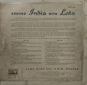 Around India With Lata - ECLP 2254 - (Condition 90-95%) - HRL - Film Hits LP Vinyl Record