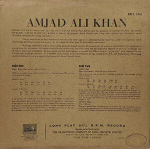 Ali Akbar Khan - EALP 1316 - Indian Classical Instrumental LP Vinyl Record