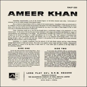 Amir Khan - EALP 1253 - HRL - (80-85%) - CR - Indian Classical Vocal LP Vinyl