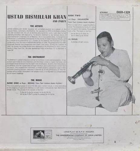 Bismillah Khan - EASD 1329 - Indian Classical Instrumental LP Vinyl Bismillah Khan - EASD 1329 - Indian Classical Instrumental LP Vinyl