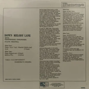 Hari Prasad Chaurasia - Down Melody Lane - ECSD 2733 - Indian Classical Instrumental LP Vinyl Record
