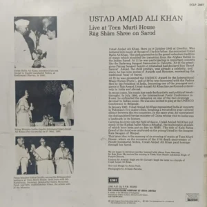 Amjad Ali Khan - Live At Teen Murti House - ECLP 2887 - (90-95%) - LP Record