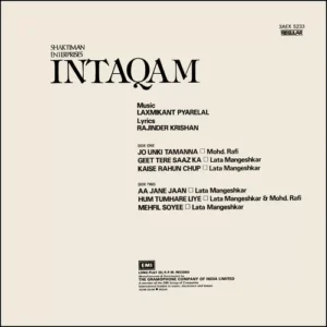 Intaqam - 3AEX 5233 - (85-90%) - CR - Bollywood LP Vinyl