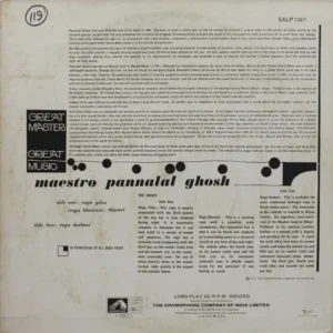 Pannalal Ghosh - Great Master - Great Music - EALP 1367 - Classical Instrumental LP Vinyl