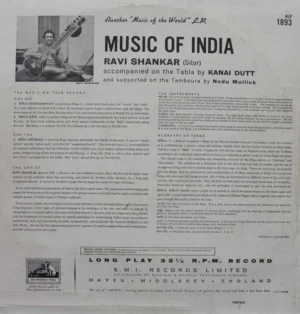 Ravi Shankar - ALP 1893 - Indian Classical Instrumental LP Vinyl Record