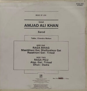 Amjad Ali Khan - Music Of Love - ECSD 2801 - (85-90%) - LP Record