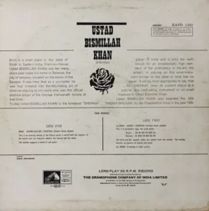 Bismillah Khan – EASD 1341 - Indian Classical Instrumental LP Vinyl Record