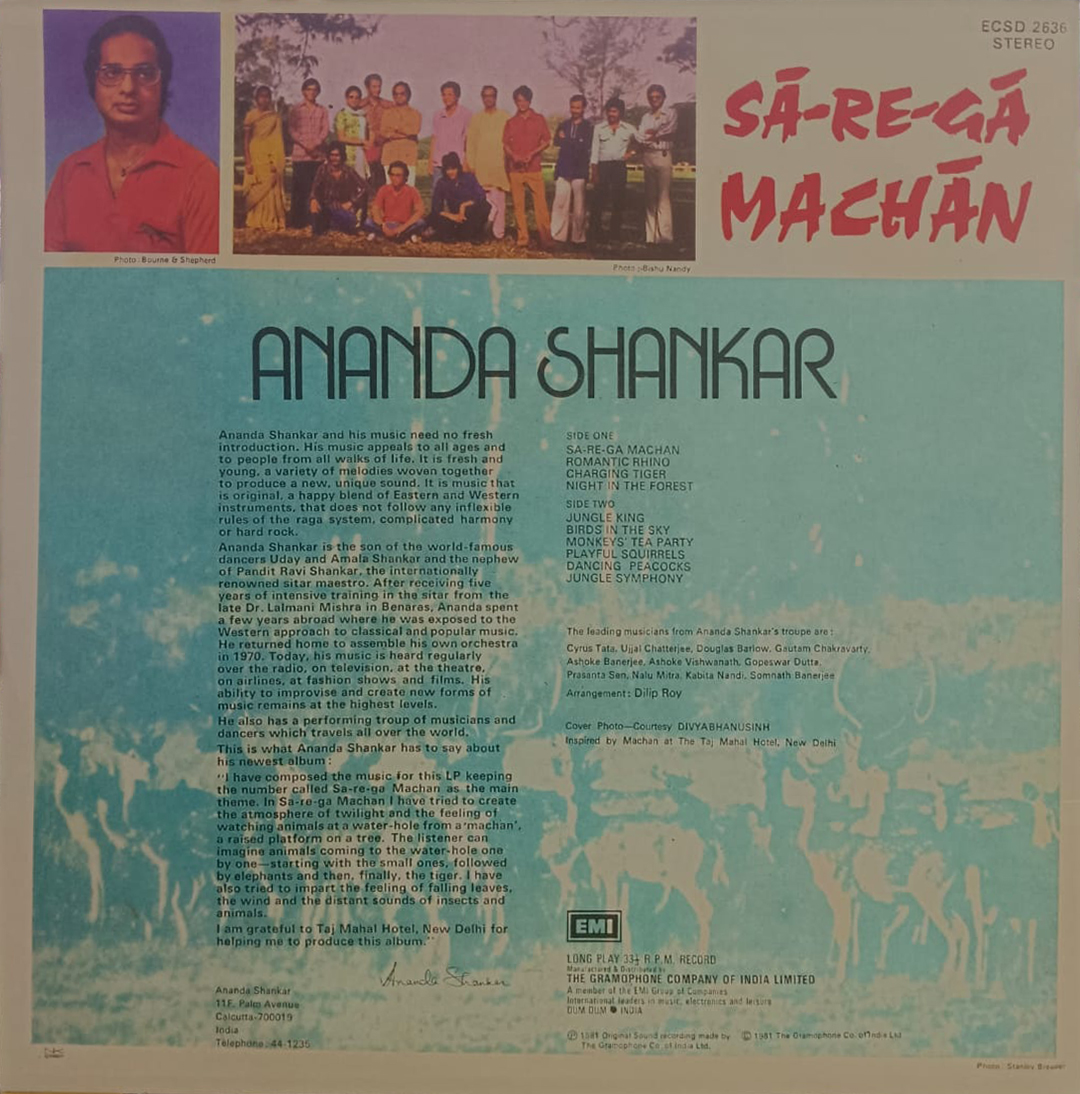 Ananda Shankar - (Sa-Re-Ga-Machan) - ECSD 2636 - CBF - (85-90%) - CR - Indian Classical Instrumental LP Vinyl Record Ananda Shankar - (Sa-Re-Ga-Machan) - ECSD 2636 - CBF - (85-90%) - CR - Indian Classical Instrumental LP Vinyl Record