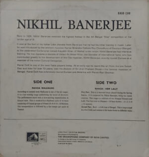 Nikhil Banerjee – Raga - Malkauns & Hem Lalit - EASD 1318 - LP Record