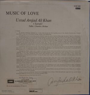 Amjad Ali Khan - Music Of Love - ECSD 2801 - LP Record